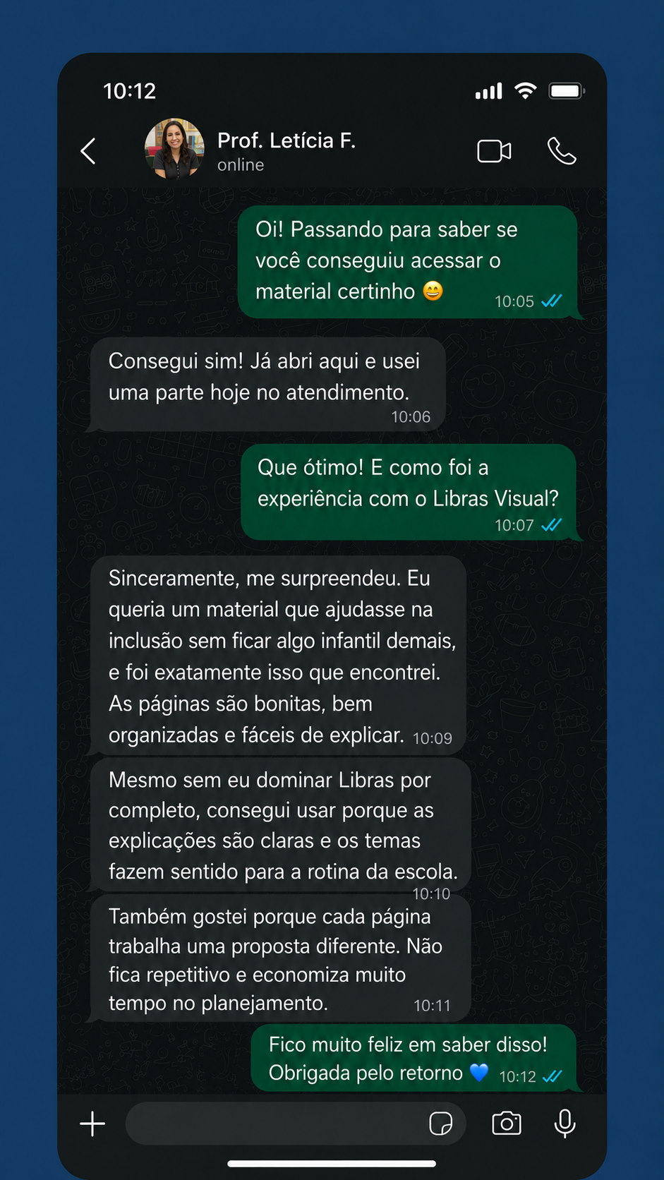 Depoimento sobre o material Libras Visual 2